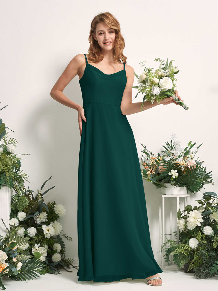 Carlyna Robe trapèze col V longueur ras du sol mousseline demoiselle d&