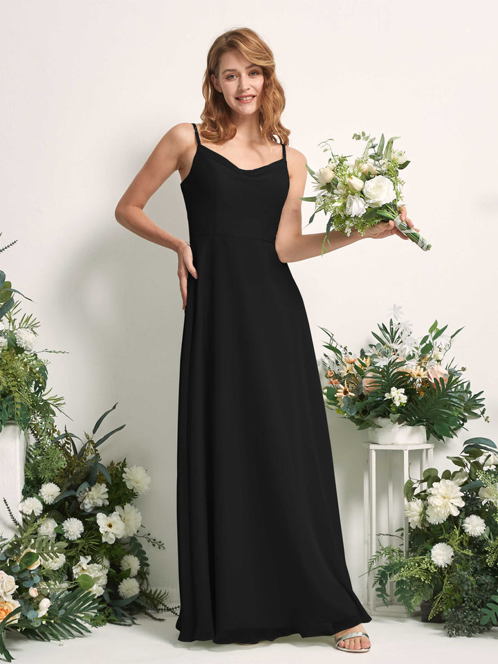 Carlyna Robe trapèze col V longueur ras du sol mousseline demoiselle d&