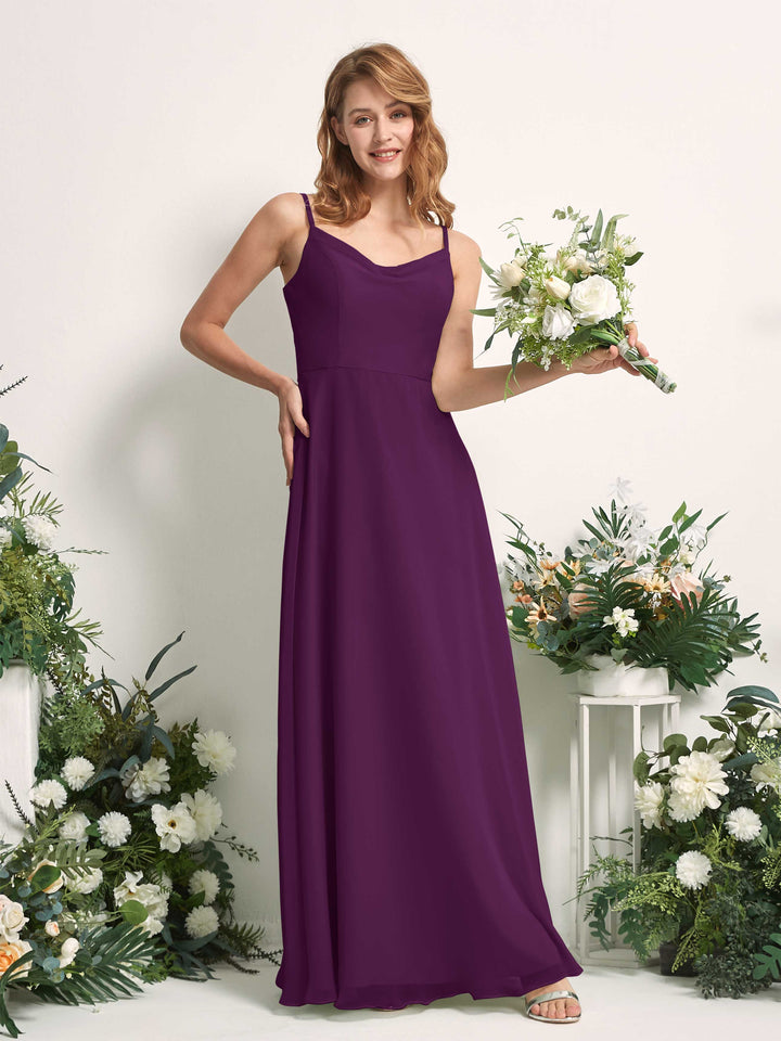 Carlyna Robe trapèze col V longueur ras du sol mousseline demoiselle d&