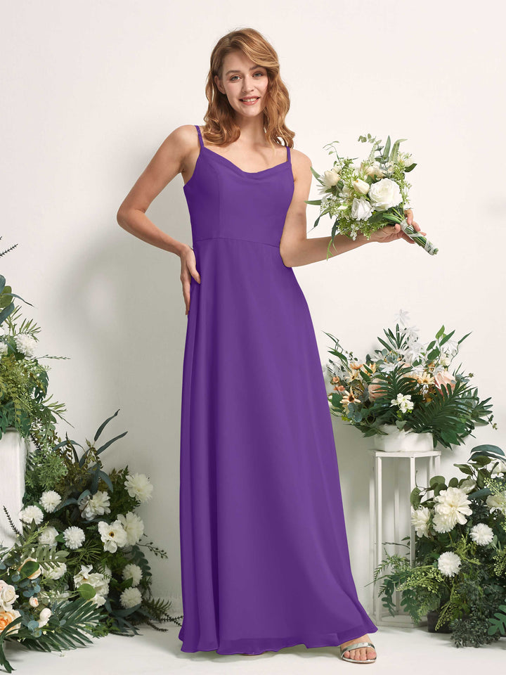 Carlyna Robe trapèze col V longueur ras du sol mousseline demoiselle d&