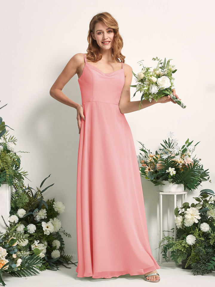Carlyna Robe trapèze col V longueur ras du sol mousseline demoiselle d&