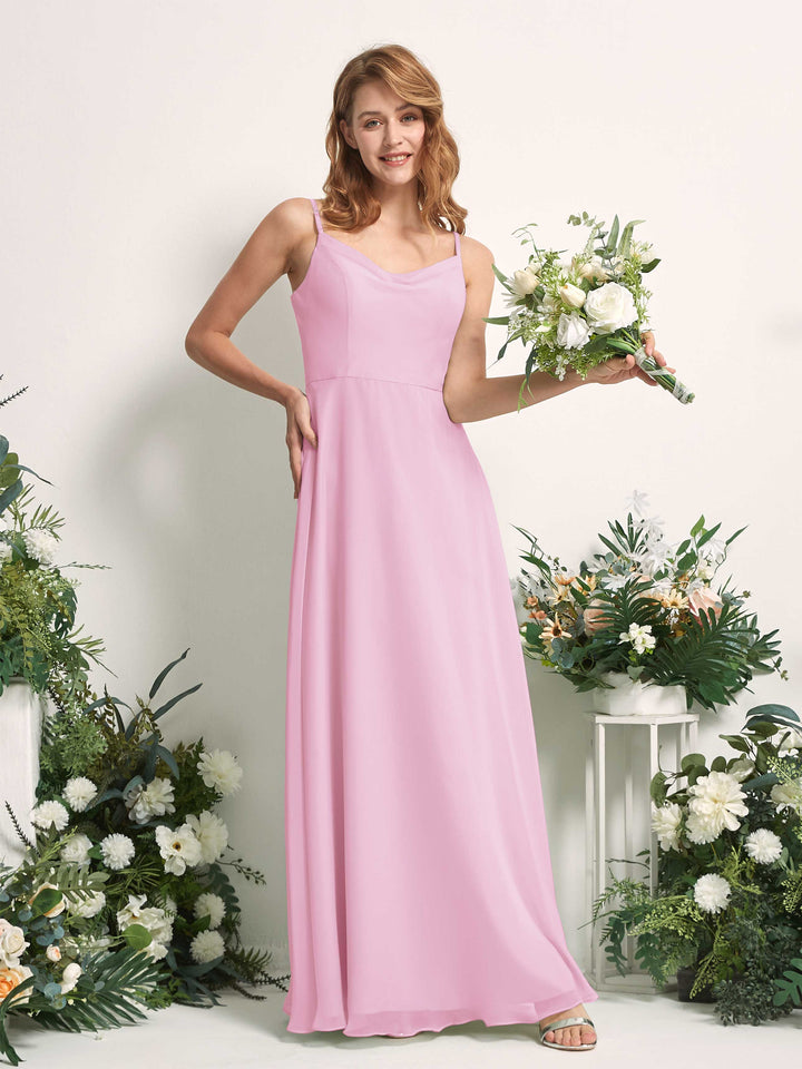 Carlyna Robe trapèze col V longueur ras du sol mousseline demoiselle d&