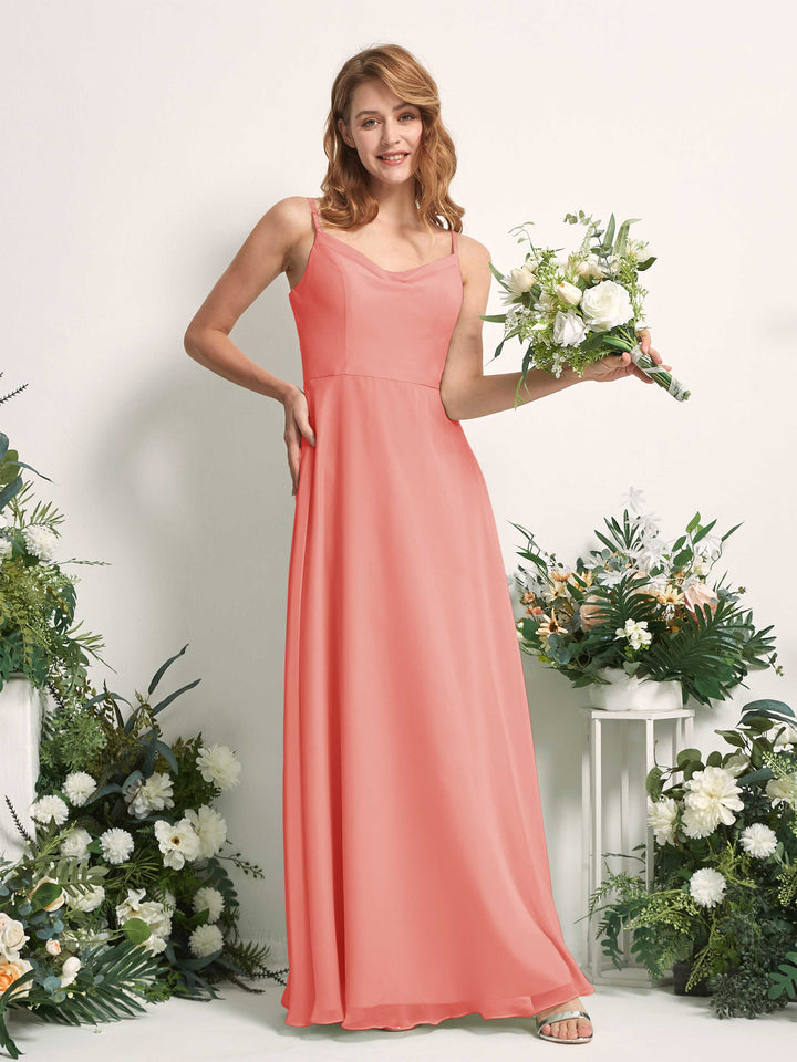 Carlyna Robe trapèze col V longueur ras du sol mousseline demoiselle d&