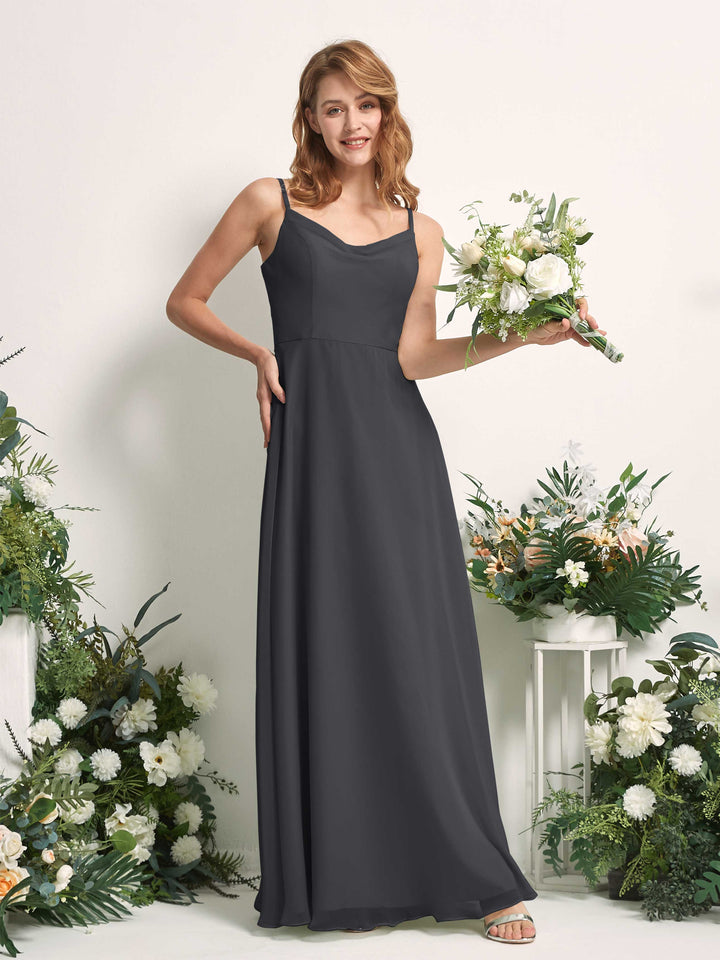 Carlyna Robe trapèze col V longueur ras du sol mousseline demoiselle d&