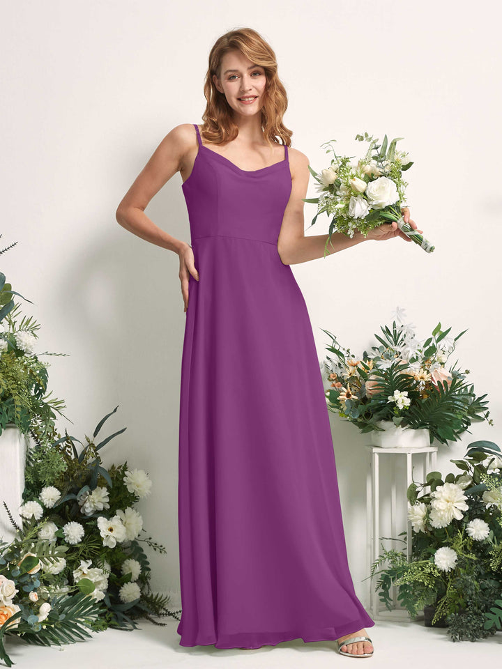 Carlyna Robe trapèze col V longueur ras du sol mousseline demoiselle d&