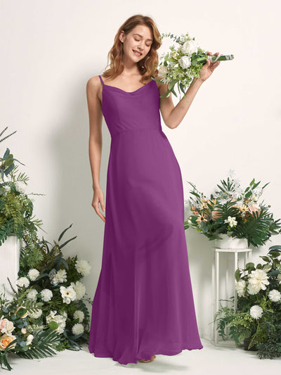 Carlyna Robe trapèze col V longueur ras du sol mousseline demoiselle d'honneur Violet #couleur_violet