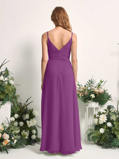 Carlyna Robe trapèze col V longueur ras du sol mousseline demoiselle d'honneur Violet #couleur_violet