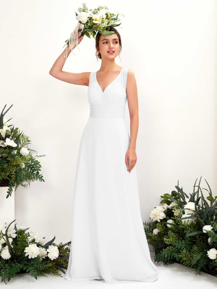 Carlyna Robe trapèze col V longueur ras du sol robe de demoiselle d&