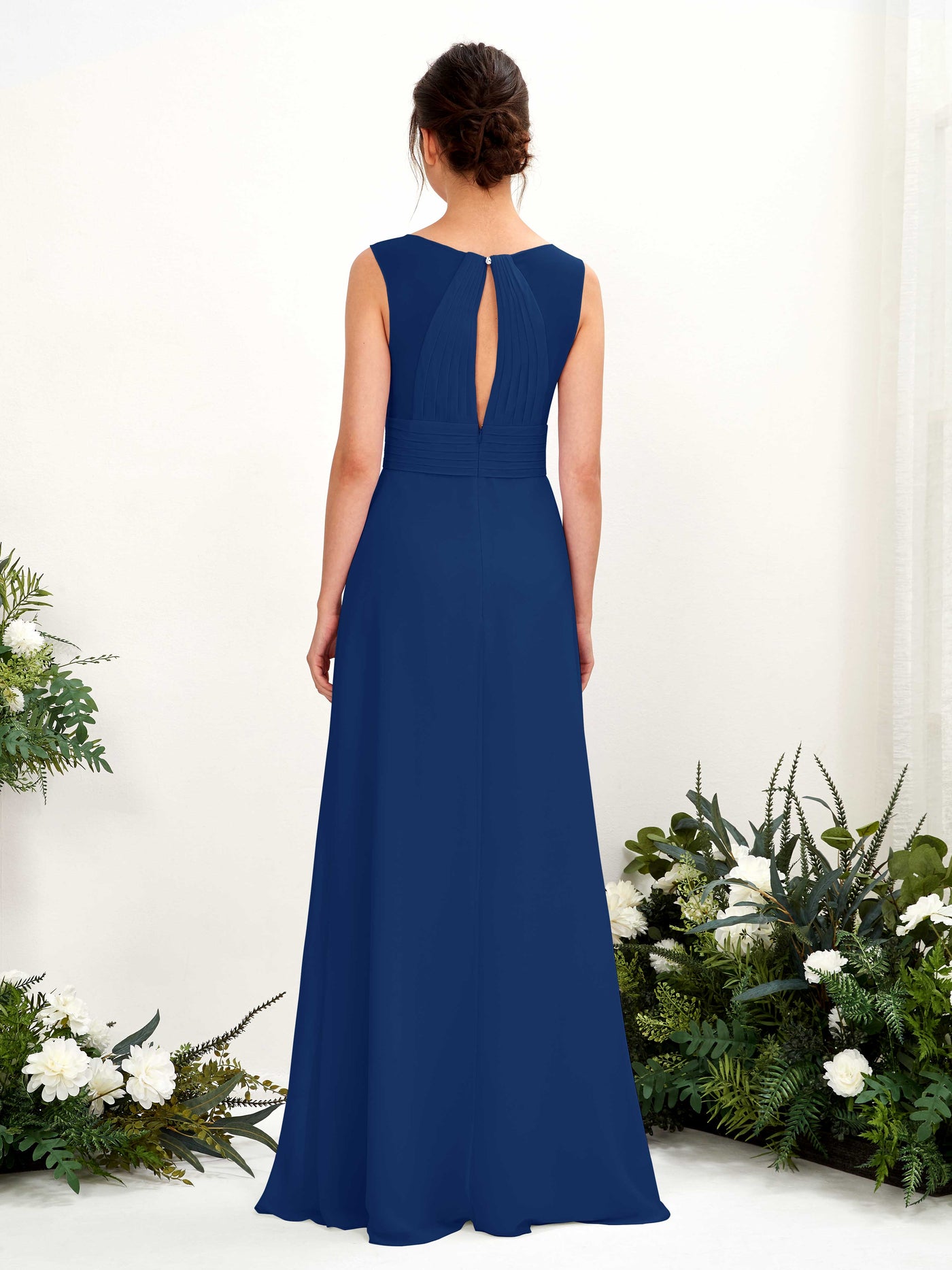 Carlyna Robe trapèze col V longueur ras du sol robe de demoiselle d'honneur Bleu Roi #couleur_bleu-roi