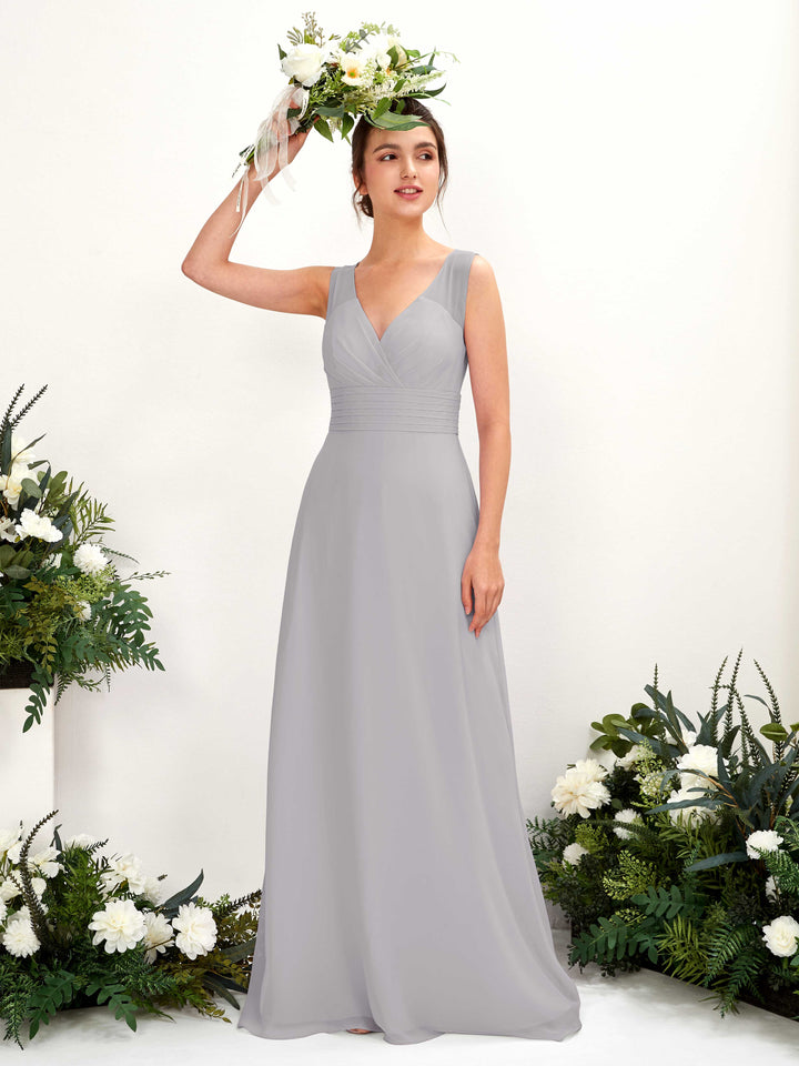 Carlyna Robe trapèze col V longueur ras du sol robe de demoiselle d&