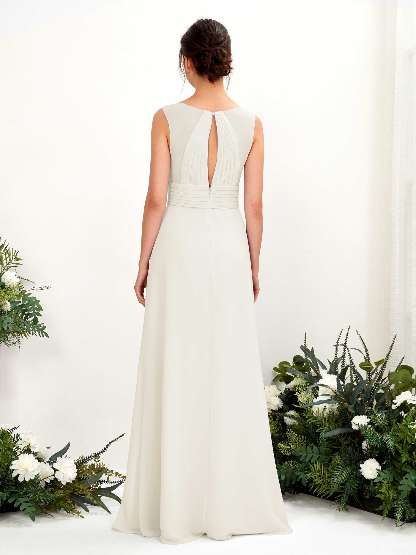 Carlyna Robe trapèze col V longueur ras du sol robe de demoiselle d'honneur Ivoire #couleur_ivoire