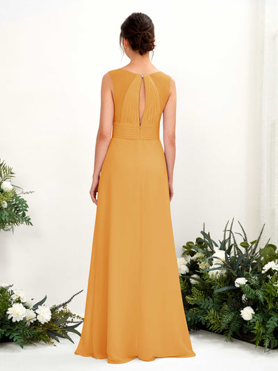 Carlyna Robe trapèze col V longueur ras du sol robe de demoiselle d'honneur Mangue #couleur_mangue