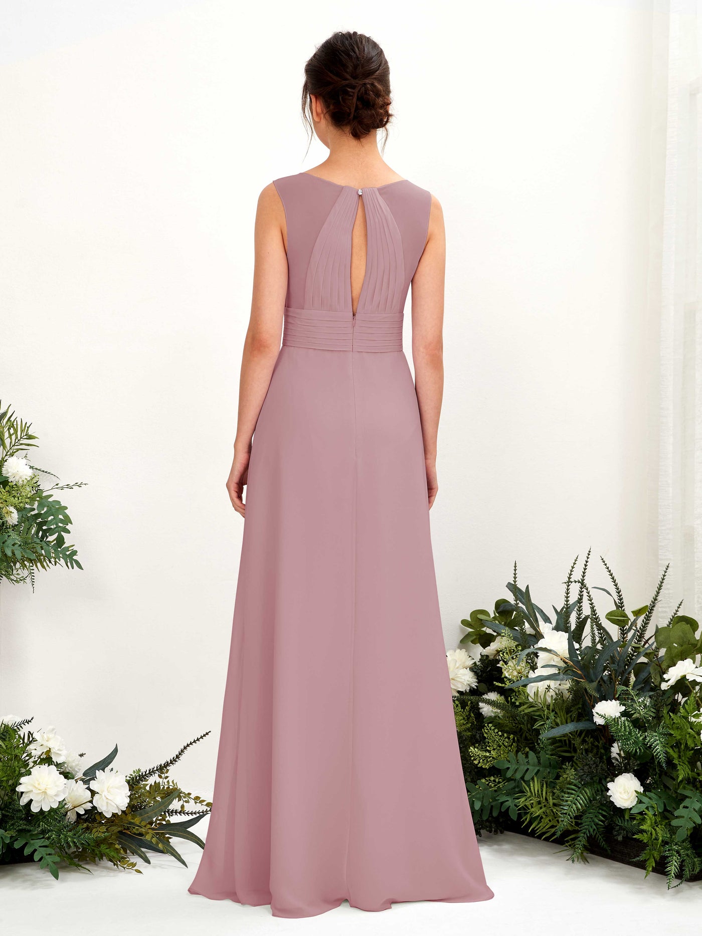 Carlyna Robe trapèze col V longueur ras du sol robe de demoiselle d'honneur Mauve Vintage #couleur_mauve-vintage