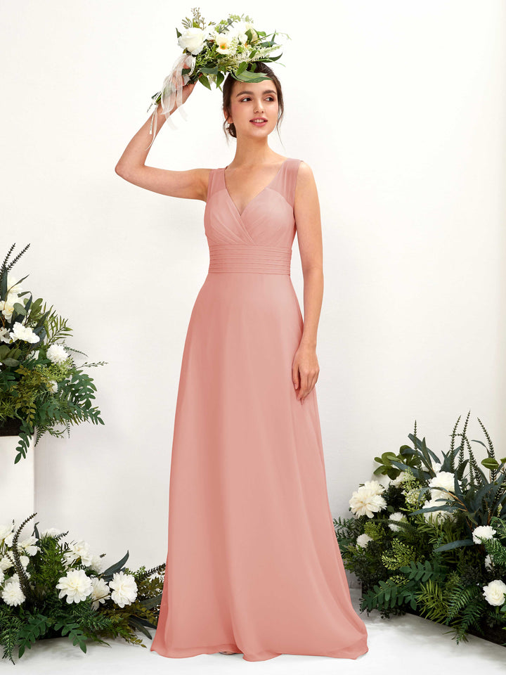 Carlyna Robe trapèze col V longueur ras du sol robe de demoiselle d&
