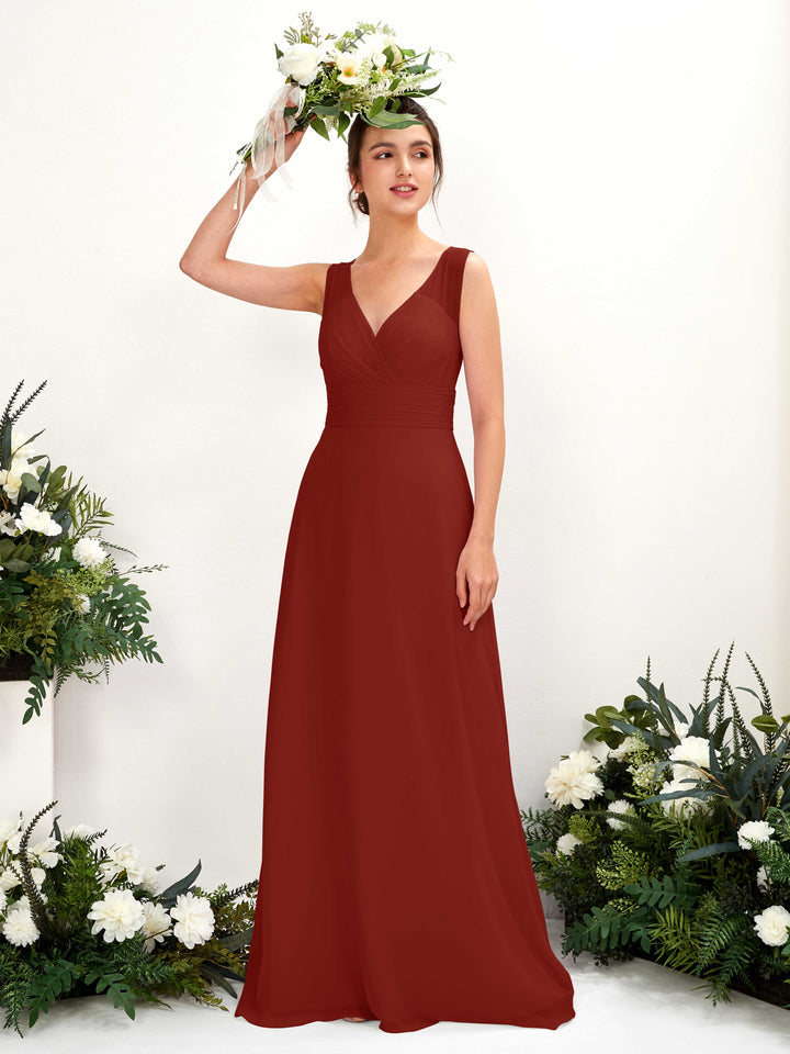 Carlyna Robe trapèze col V longueur ras du sol robe de demoiselle d&