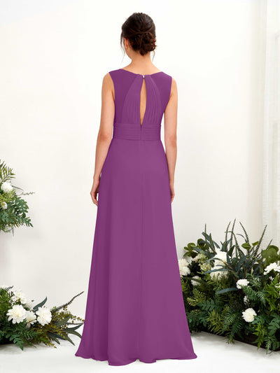 Carlyna Robe trapèze col V longueur ras du sol robe de demoiselle d'honneur Violet #couleur_violet