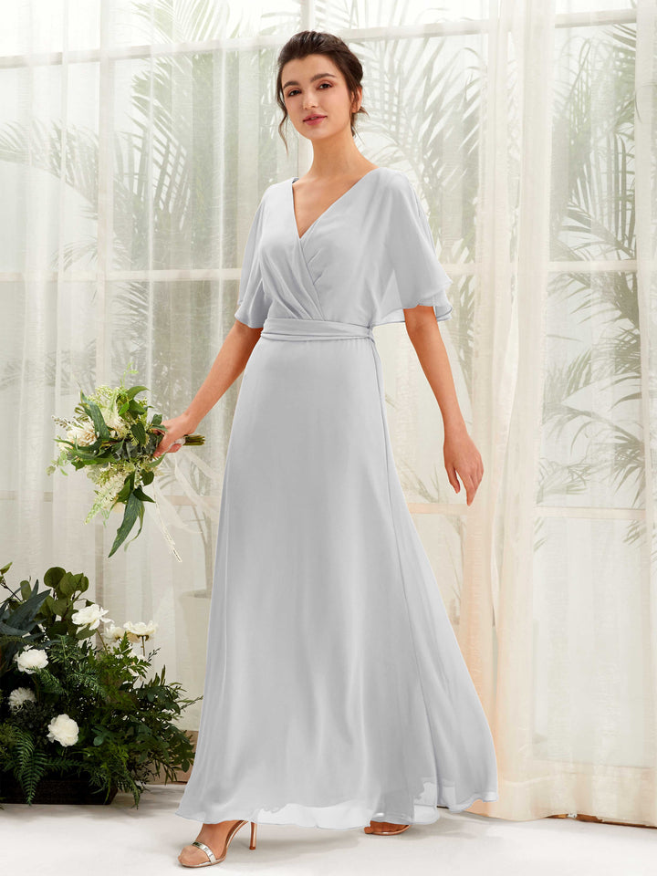 Carlyna Robe Trapèze Col V Manches Cape Longueur ras du sol Demoiselle d&