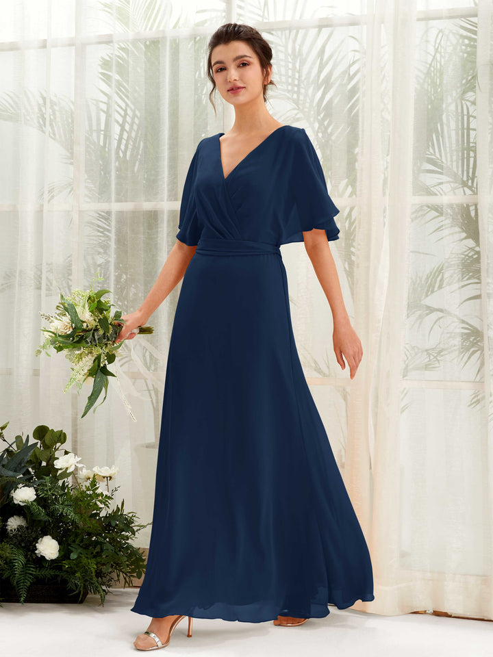Carlyna Robe Trapèze Col V Manches Cape Longueur ras du sol Demoiselle d&