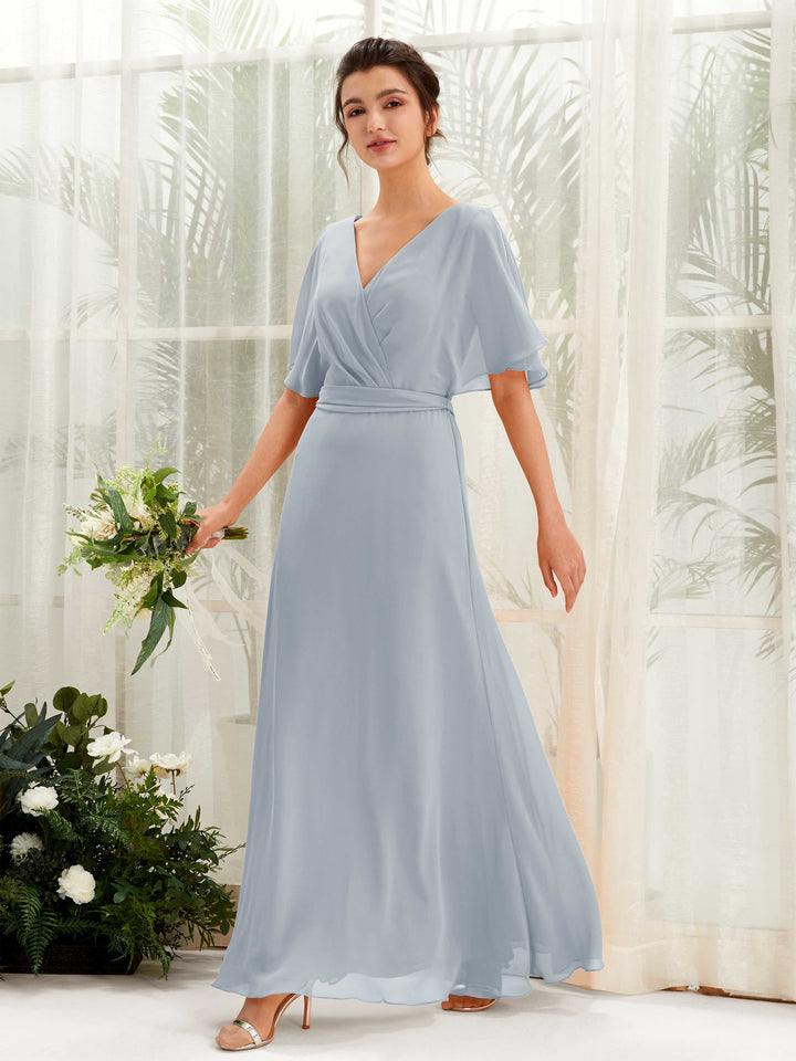 Carlyna Robe Trapèze Col V Manches Cape Longueur ras du sol Demoiselle d&