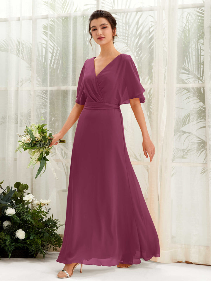 Carlyna Robe Trapèze Col V Manches Cape Longueur ras du sol Demoiselle d&
