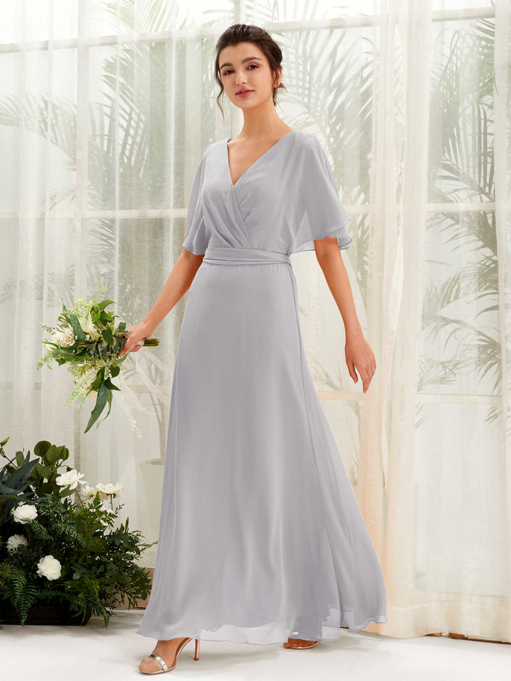 Carlyna Robe Trapèze Col V Manches Cape Longueur ras du sol Demoiselle d&