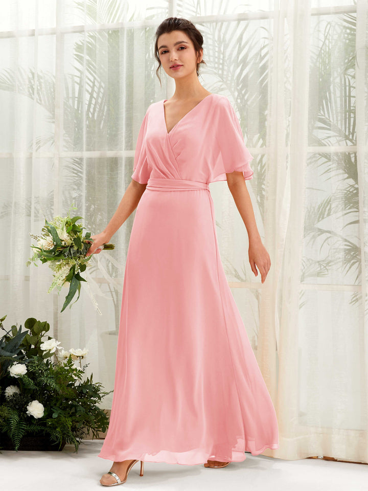 Carlyna Robe Trapèze Col V Manches Cape Longueur ras du sol Demoiselle d&