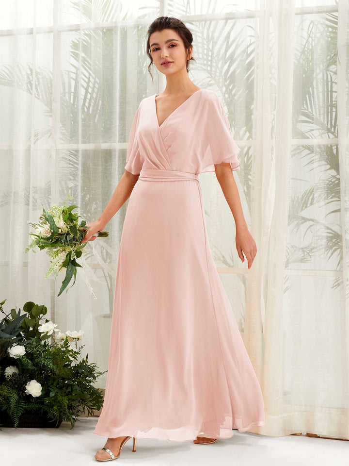 Carlyna Robe Trapèze Col V Manches Cape Longueur ras du sol Demoiselle d&