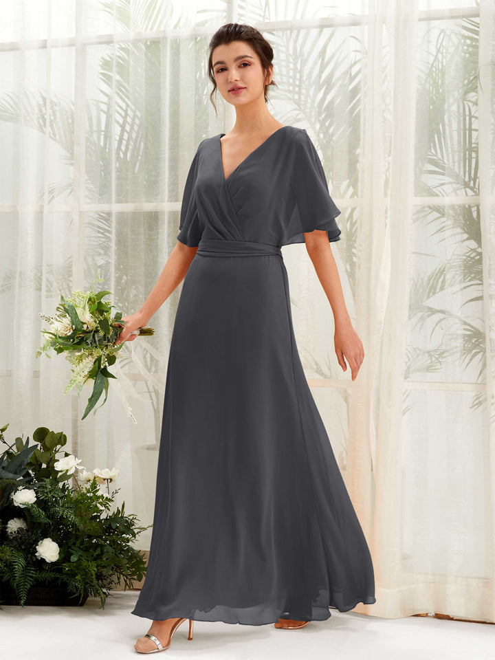 Carlyna Robe Trapèze Col V Manches Cape Longueur ras du sol Demoiselle d&