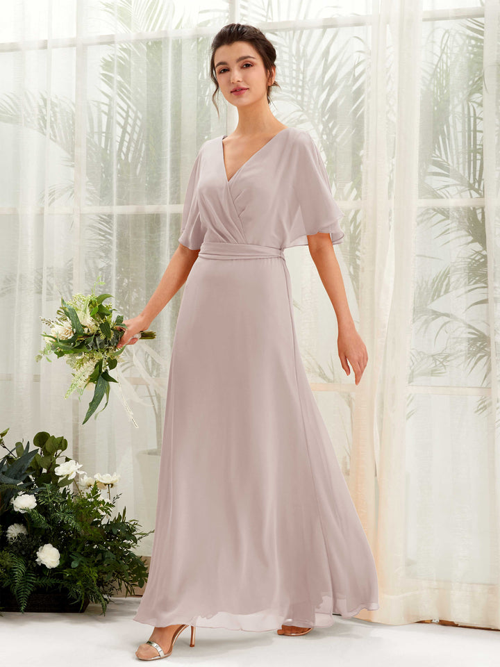 Carlyna Robe Trapèze Col V Manches Cape Longueur ras du sol Demoiselle d&