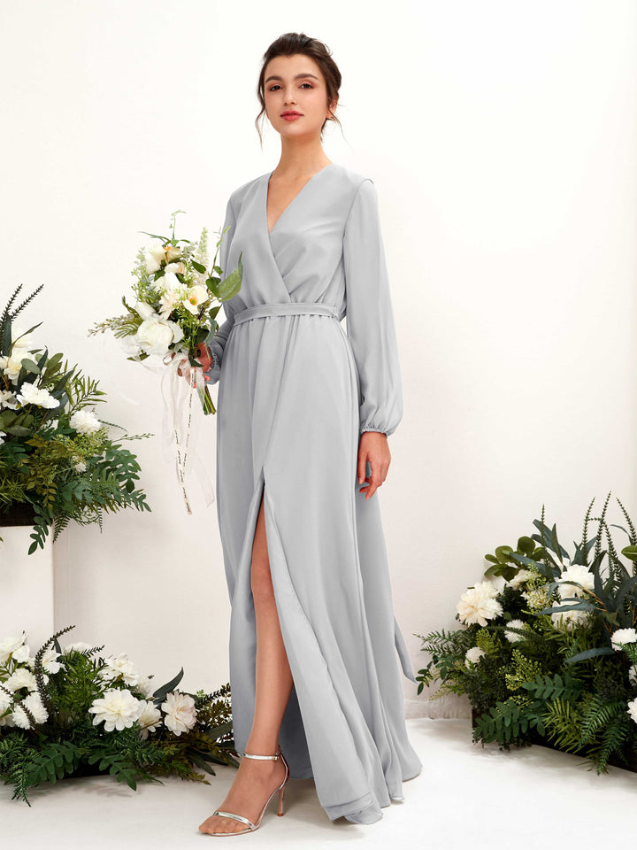 Carlyna Robe trapèze col V manches longues longueur ras du sol demoiselle d&