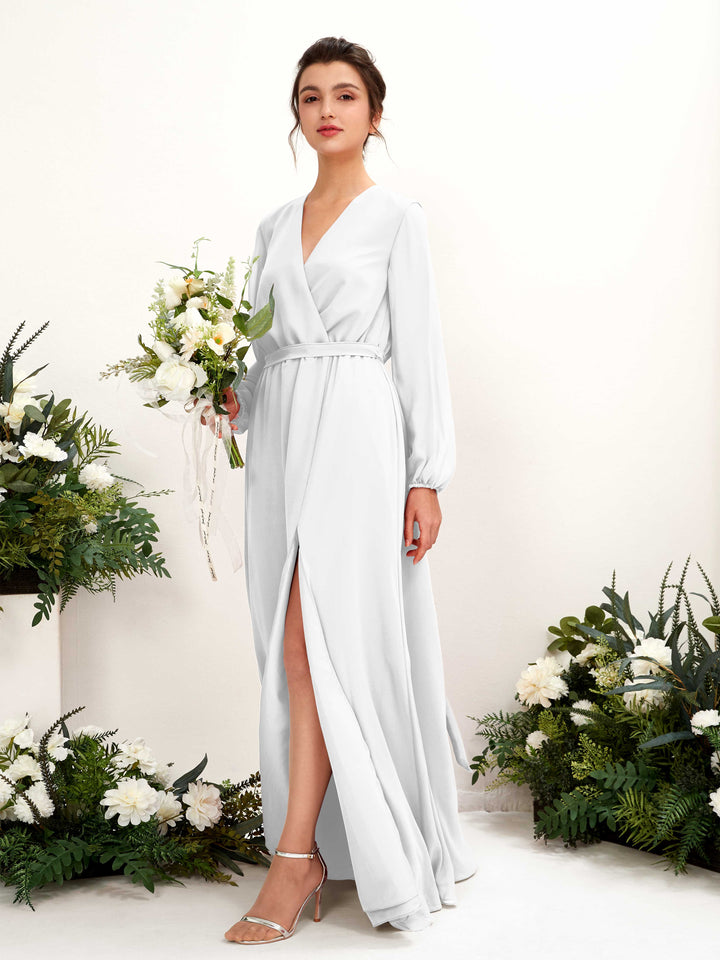 Carlyna Robe trapèze col V manches longues longueur ras du sol demoiselle d&