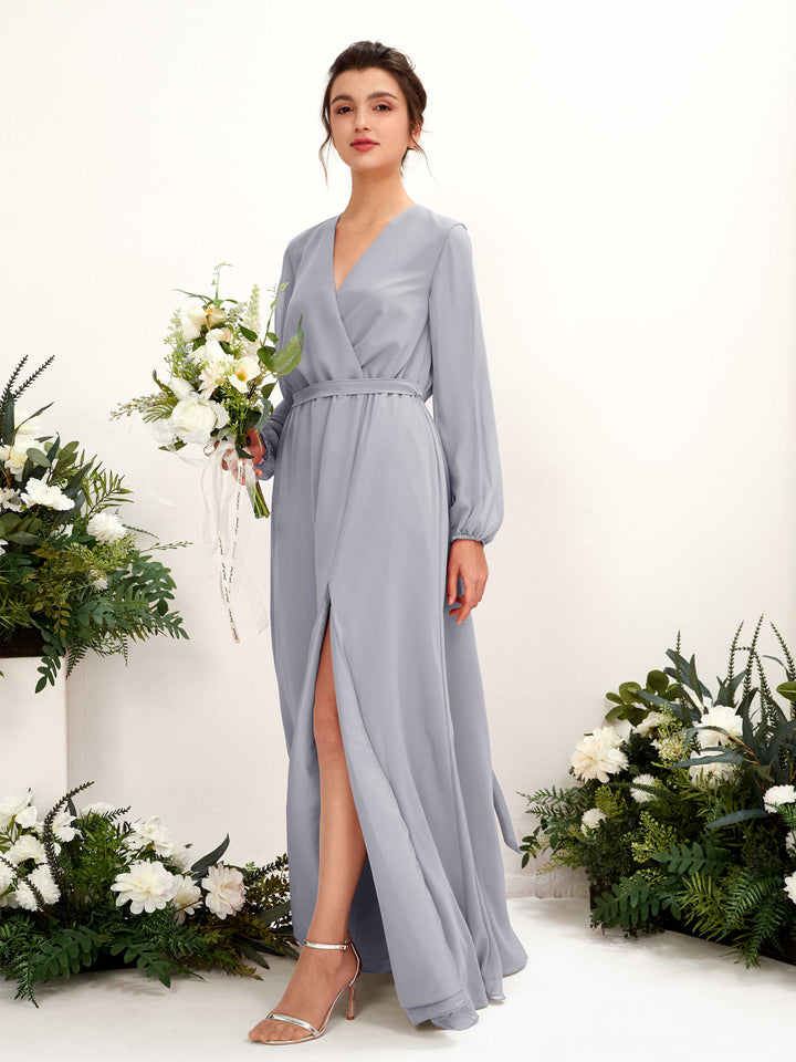Carlyna Robe trapèze col V manches longues longueur ras du sol demoiselle d&