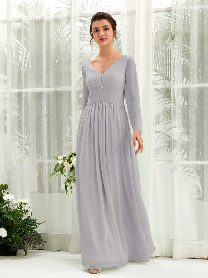 Carlyna Robe trapèze Col V Manches longues longueur sol demoiselle d&