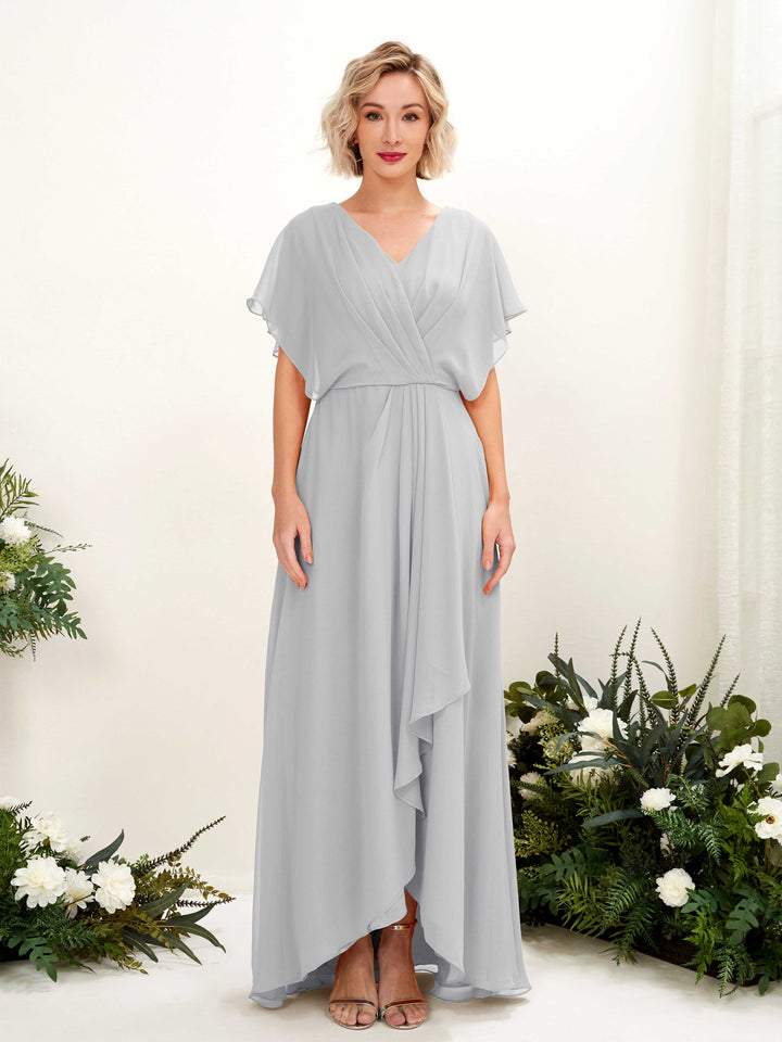 Carlyna Robe Trapèze Col V Manches papillon Longueur ras du sol Demoiselle d&