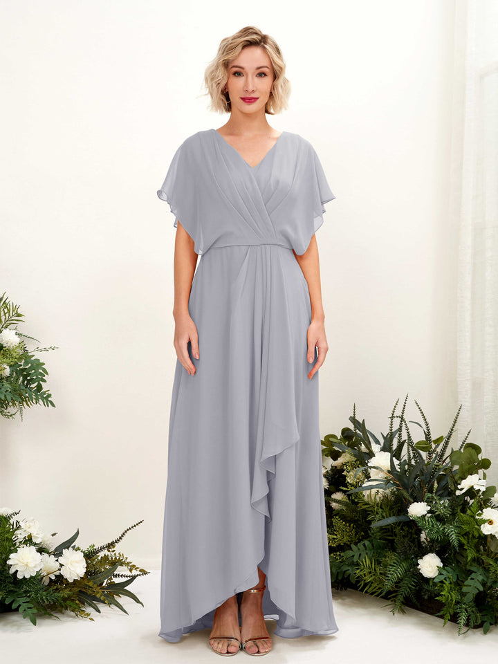 Carlyna Robe Trapèze Col V Manches papillon Longueur ras du sol Demoiselle d&