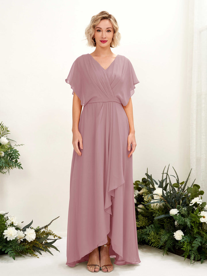 Carlyna Robe Trapèze Col V Manches papillon Longueur ras du sol Demoiselle d&
