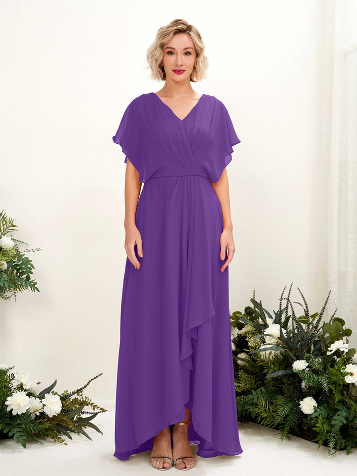 Carlyna Robe Trapèze Col V Manches papillon Longueur ras du sol Demoiselle d&