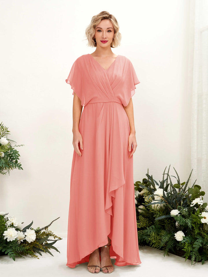 Carlyna Robe Trapèze Col V Manches papillon Longueur ras du sol Demoiselle d&