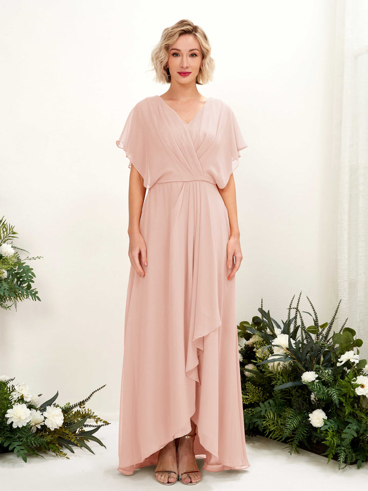 Carlyna Robe Trapèze Col V Manches papillon Longueur ras du sol Demoiselle d&