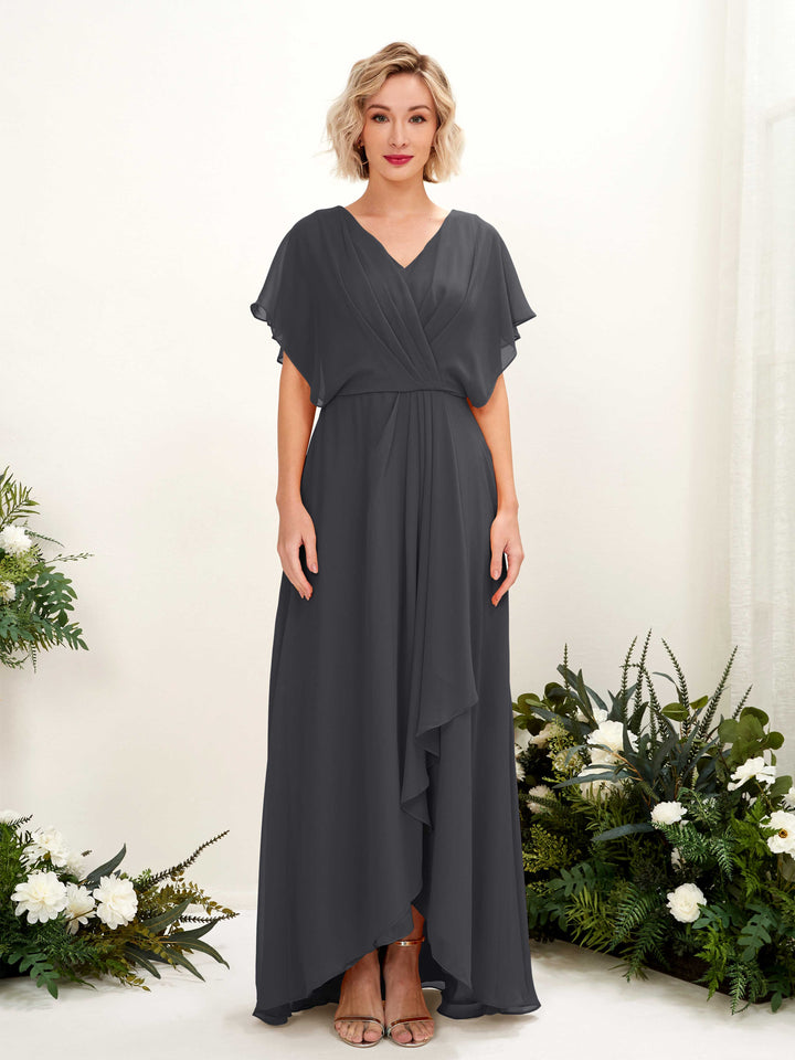 Carlyna Robe Trapèze Col V Manches papillon Longueur ras du sol Demoiselle d&