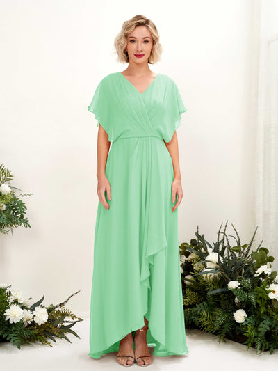 Carlyna Robe Trapèze Col V Manches papillon Longueur ras du sol Demoiselle d'honneur Vert Menthe #couleur_vert-menthe