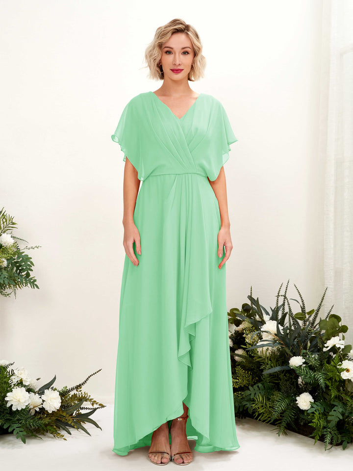 Carlyna Robe Trapèze Col V Manches papillon Longueur ras du sol Demoiselle d&