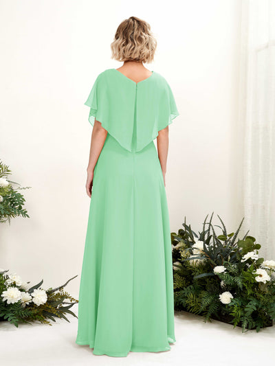 Carlyna Robe Trapèze Col V Manches papillon Longueur ras du sol Demoiselle d'honneur Vert Menthe #couleur_vert-menthe