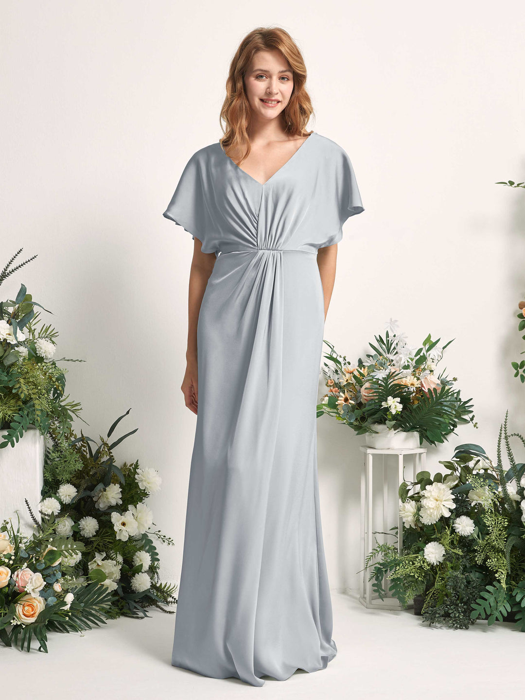Carlyna Robe trapèze col V manches papillon robe de demoiselle d&