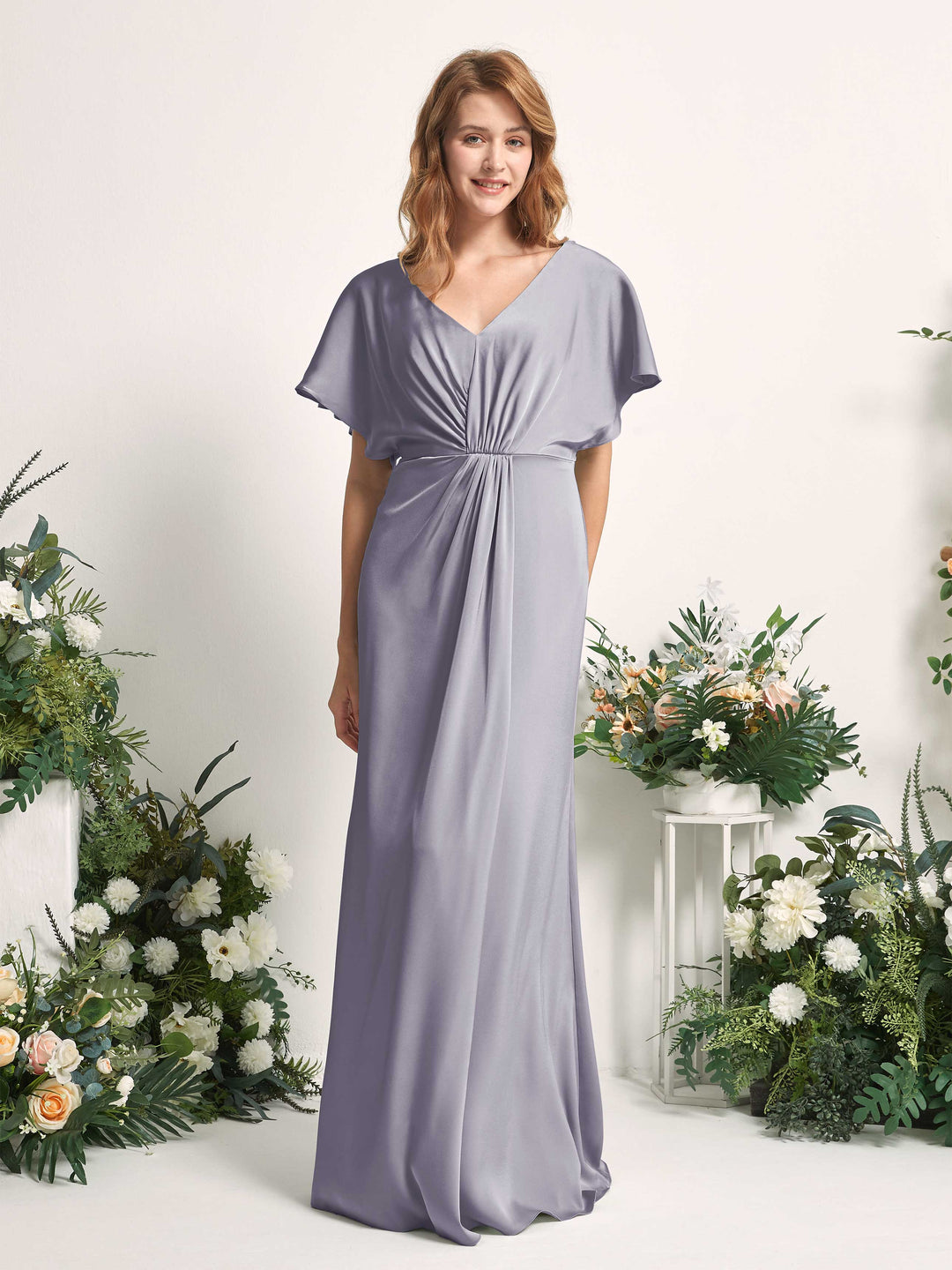 Carlyna Robe trapèze col V manches papillon robe de demoiselle d&