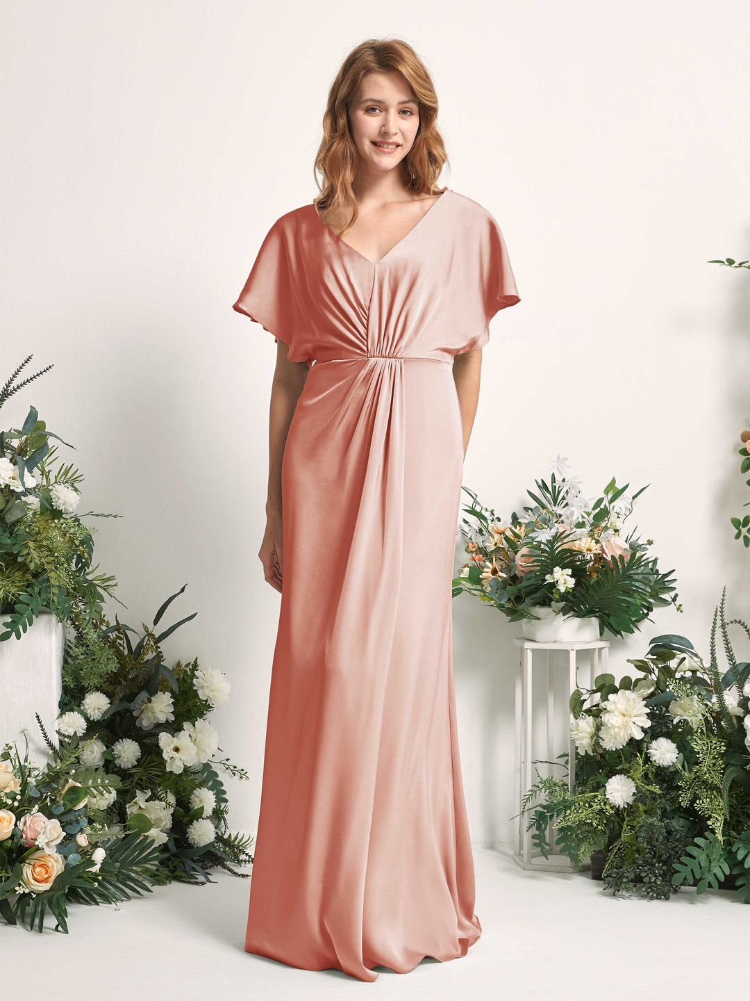 Carlyna Robe trapèze col V manches papillon robe de demoiselle d&