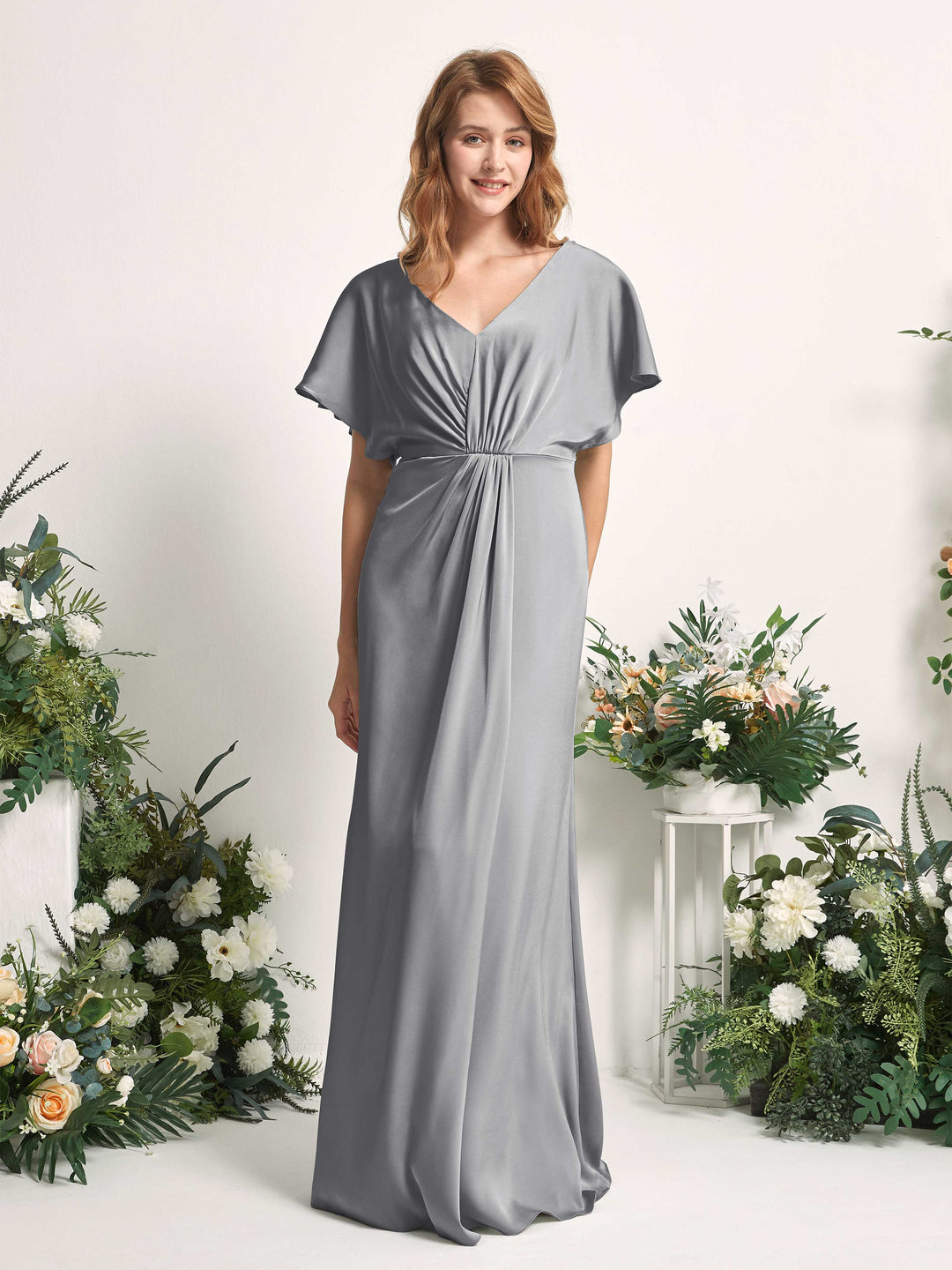 Carlyna Robe trapèze col V manches papillon robe de demoiselle d&