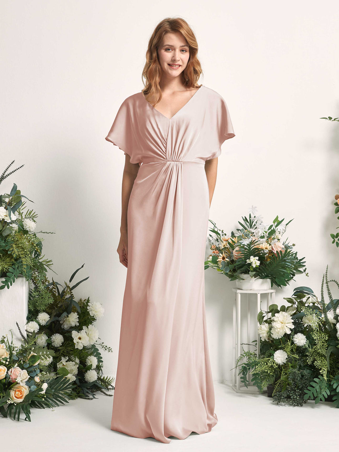 Carlyna Robe trapèze col V manches papillon robe de demoiselle d&