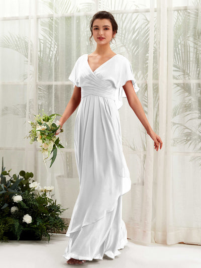 Carlyna Robe trapèze col V manches papillon robes de demoiselle d'honneur Blanc #couleur_blanc