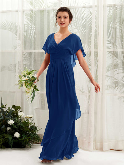 Carlyna Robe trapèze col V manches papillon robes de demoiselle d'honneur Bleu Roi #couleur_bleu-roi